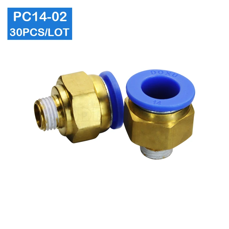 

HIGH QUALITY 30pcs BSPT PC14-02, 14mm to 1/4'' Pneumatic Connectors male straight one-touch fittings