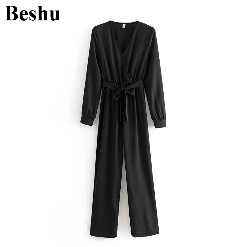 Женский хлопковый комбинезон za однотонный 2 цветов с v-образным вырезом и