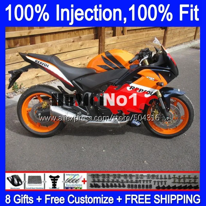 Инъекция для HONDA CBR600F4i CBR600F 11 12 13 14 126MC.0 CBR 600 F 600F CBR600 F4i 2011 2012 2013 2014 Обтекатели Repsol Orange