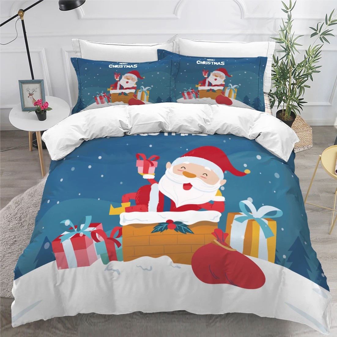 

3D Duvet Cover Sets Quilt Covers Comforter Case Set Bedding Set King Queen Full Double Single Size Marry Christmas Bed Linen