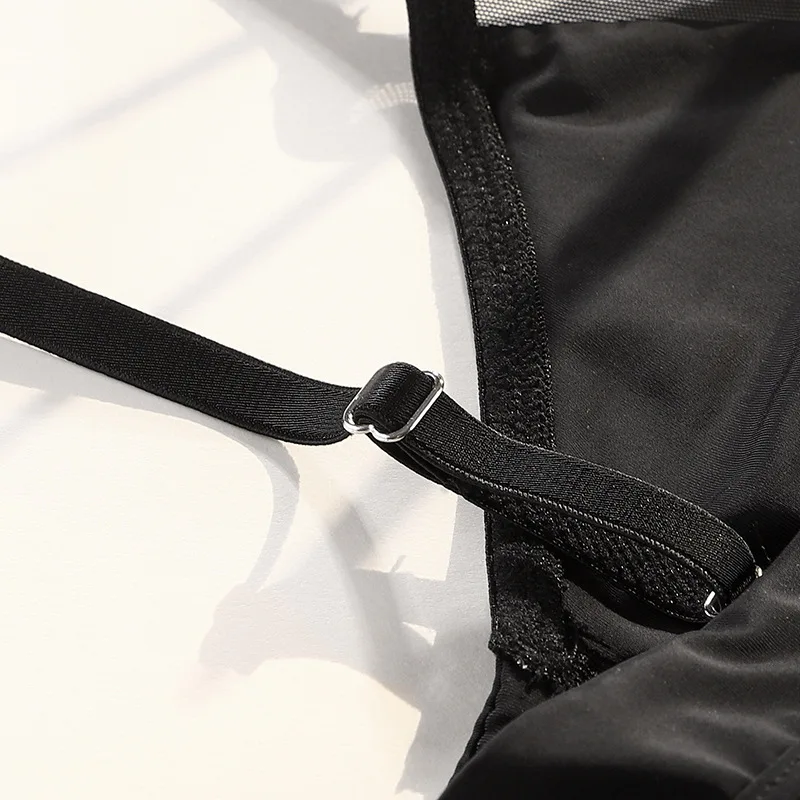 

New Style French No steel Ring Underwear Sexy Ladies Bra Set Bralette Hollow Mesh Triangle Cup Woman