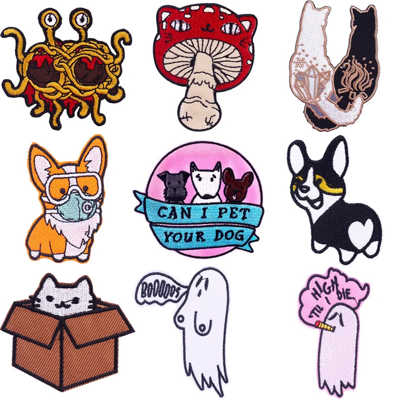 

5PCS Cute Corgi Patches on Clothes Rabbit Patches Ironing Embroidery Patches Clothing DIY Cartoon Patch Applique Sewing Badges