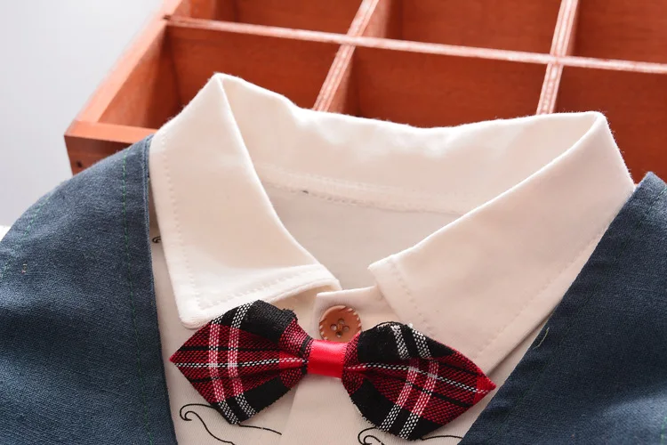 Одежда для маленьких мальчиков в джентльменском стиле костюм из хлопковой