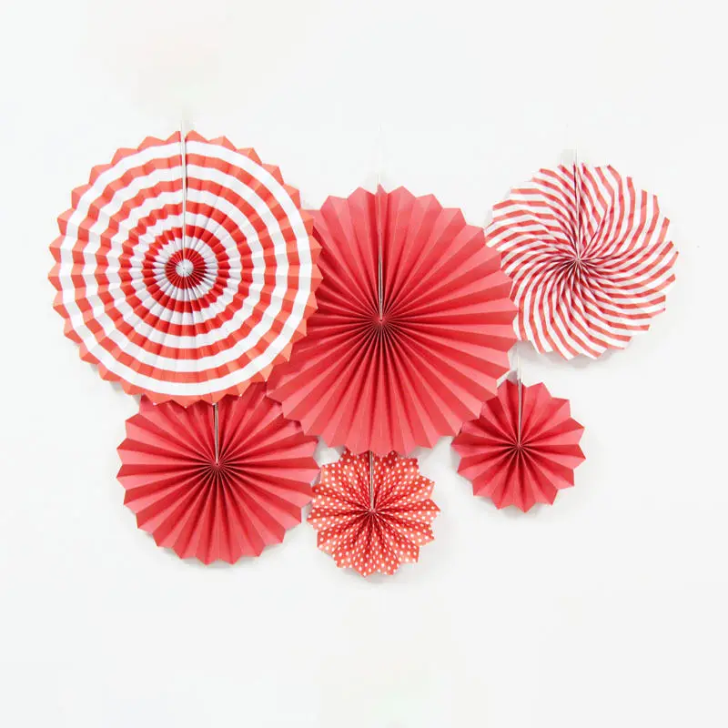 6pcs 16inch Tissue Paper Cut-out Fans Pinwheels Hanging Flower Crafts for Showers Wedding Party Birthday Festival | Дом и сад