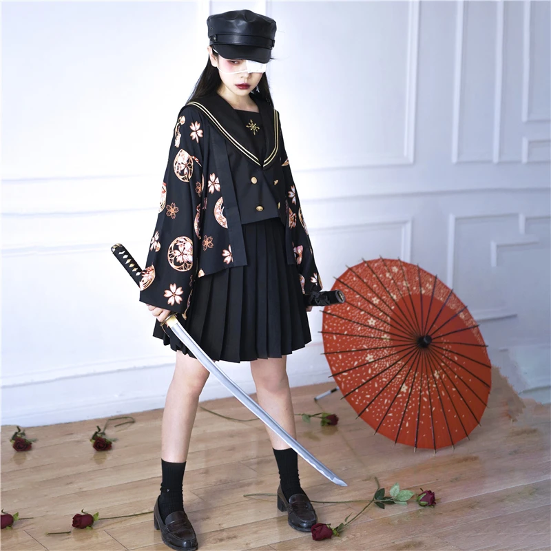 Japanese Style Haori Kimono Dress Bushido Traditional Japan Anime Cosplay School Uniform Yukata Gothic Kawaii Girls Costume - Цвет: Color 1 Cardigan