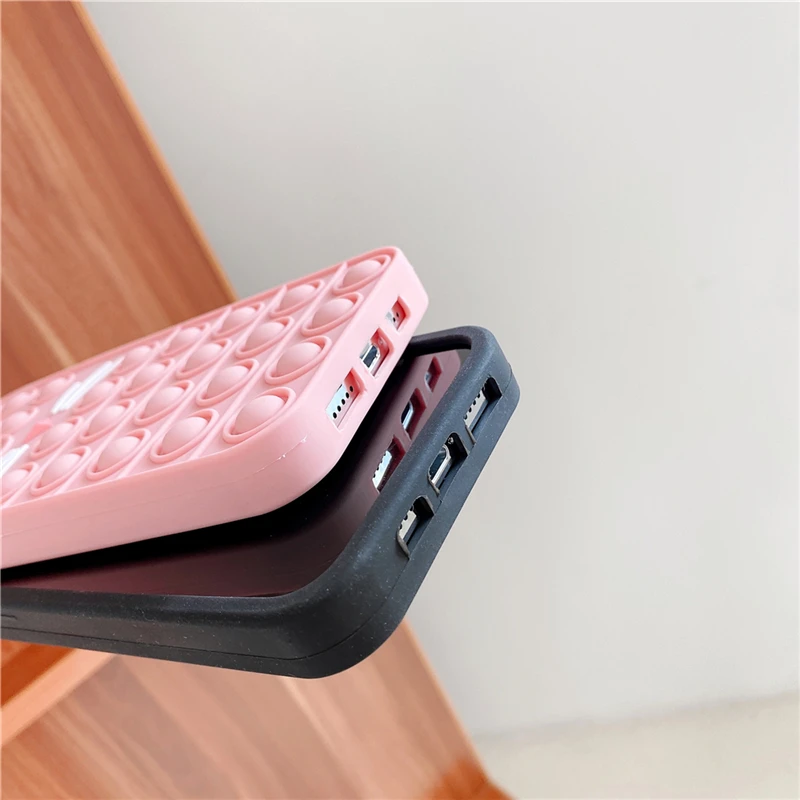 Pop Bubble Fidget Toys Case For iPhone 11 3D Cartoon Cat Soft Silicone Cover for 12 Pro X Xs Max XR 6 6s 7 8 Plus SE 2020 | Мобильные