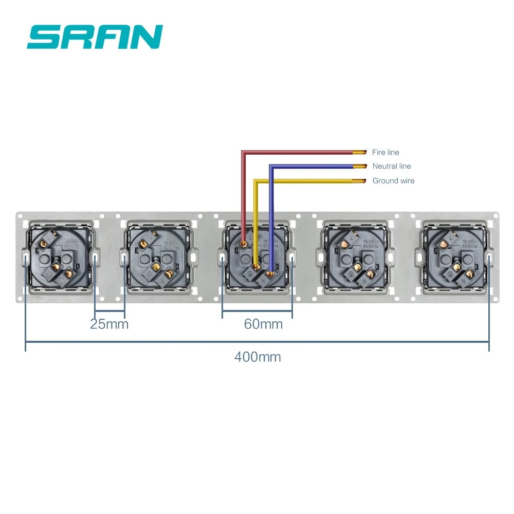 SRAN настенная панель из хрустального стекла многоходовая розетка заземленная 16А