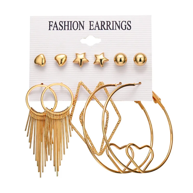 

Luokey Round Alloy Dangle Earrings For Women Vintage Bohemian Summer Dangle Drop Earrings Set Fashion Oorbellen DIY Jewelry 2020