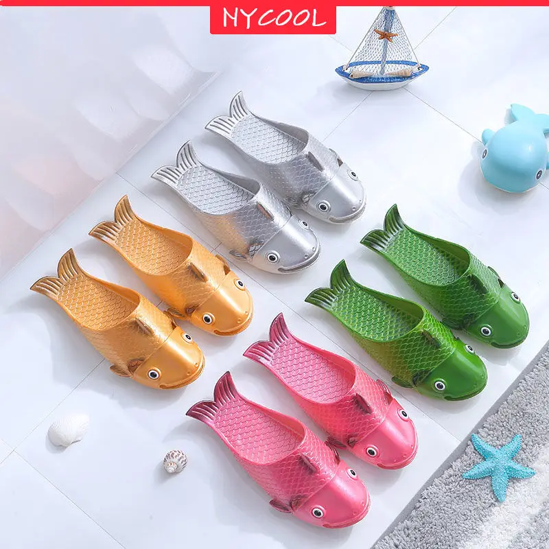 

NYCOOL Brand Boys Girls Kids Slippers Fish Bionic Junior Footwear Children Outdoor Beach Sandals Home Bath Non-slip Flip Flops