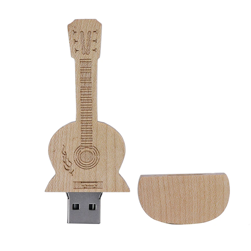 Флешка деревянная для гитары 4 ГБ 8 16 32 64 usb флеш накопитель 128 256 гитара с коробкой