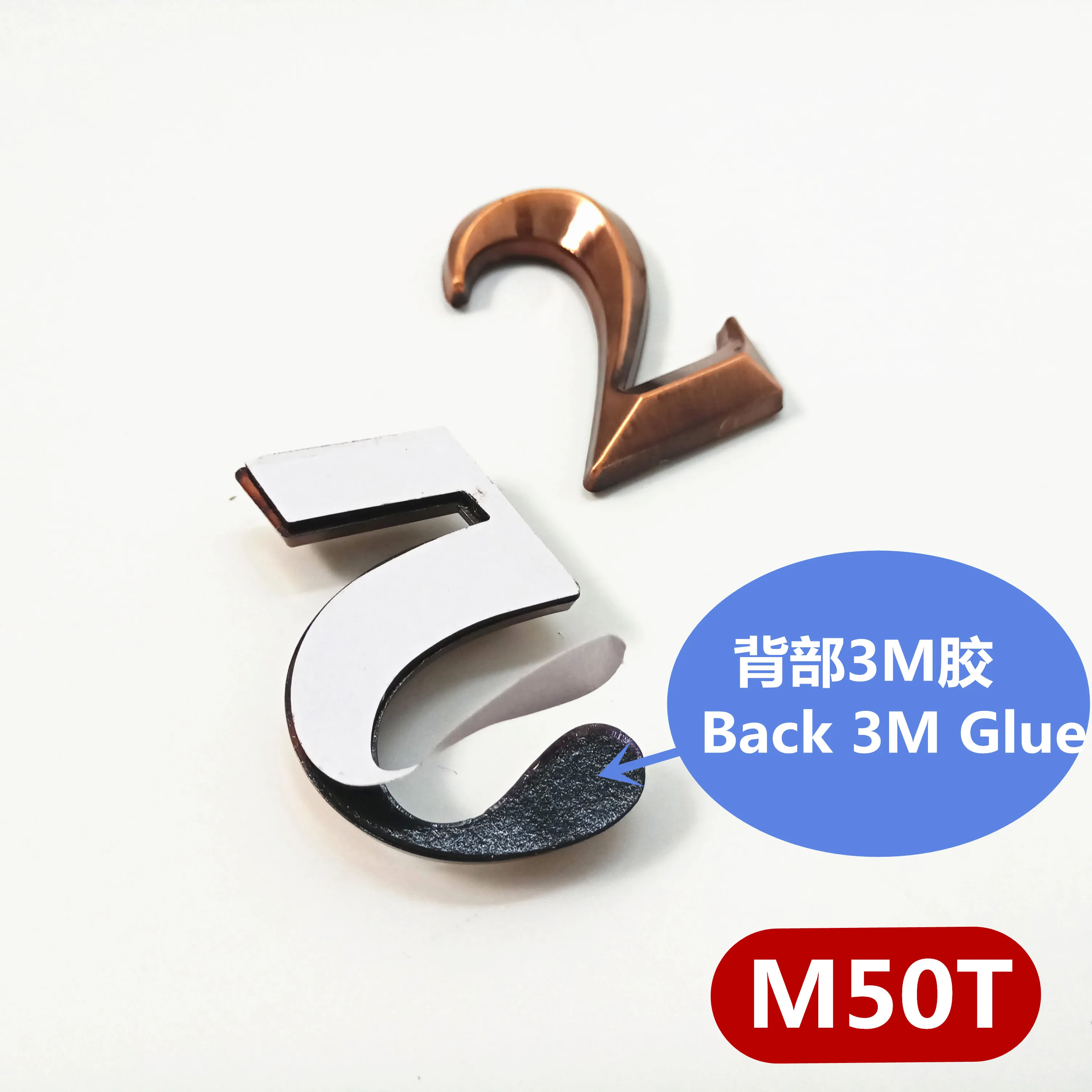 Door Plate House Number Stickers 3D Hotel Apartment Label Red Bronze Mailbox Nameplate 5cm 3pcs/Pack #300 to 499 Modern Plastic |