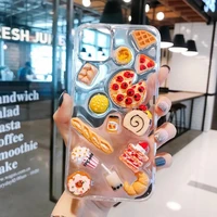 3d cake food pizza clear lovely soft silicone phone case for iphone 11 12 mini 13 pro max xs xr 7 8 plus tpu shockproof cover