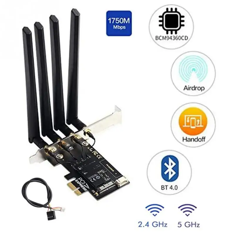 Двухдиапазонный bcm9360cd Hackintosh PC 1750 Мбит/с WiFi Bluetooth 4 0 PCI E адаптер для macOS Airdrop Handoff