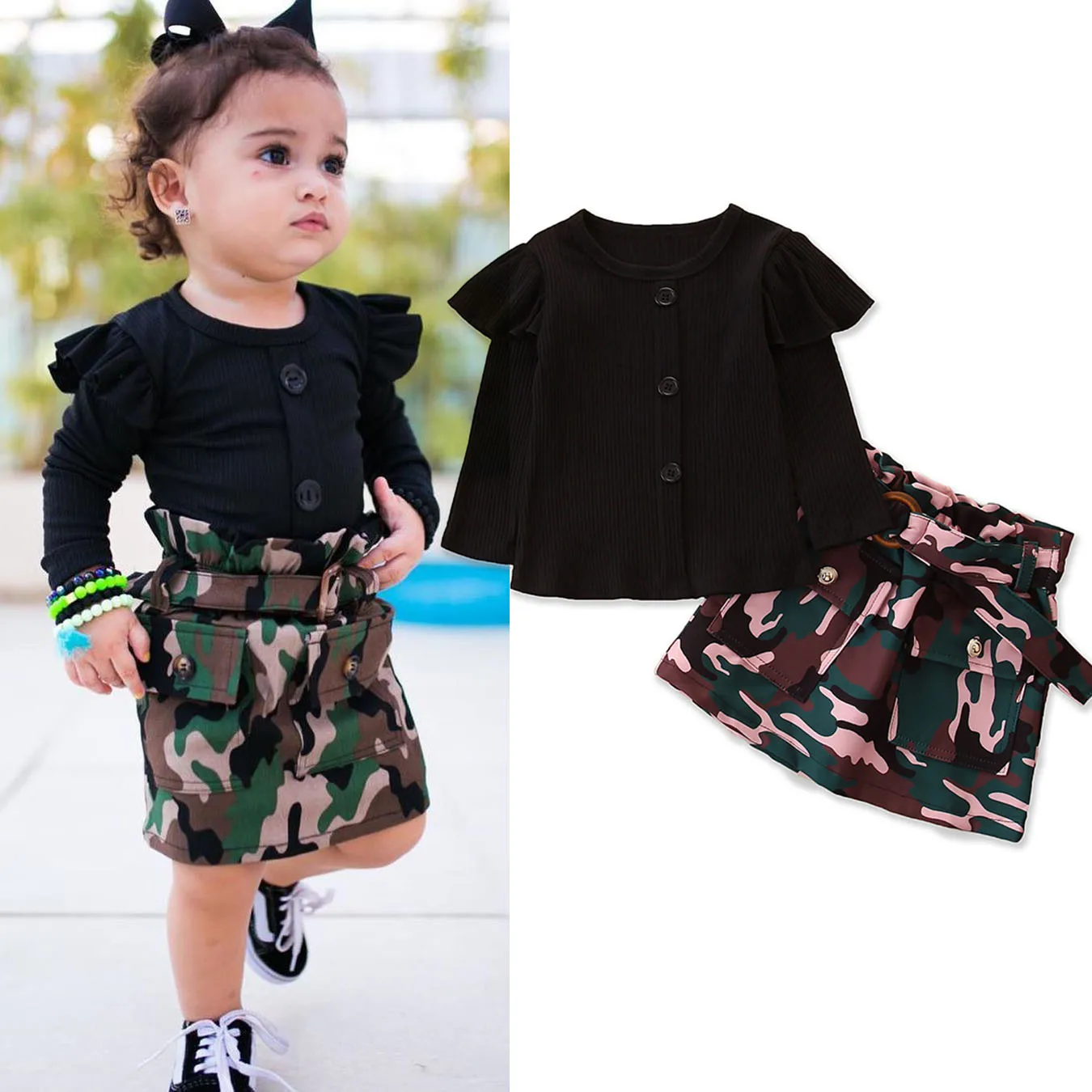 Комплект из 2 предметов одежда для маленьких девочек осенняя с длинными рукавами