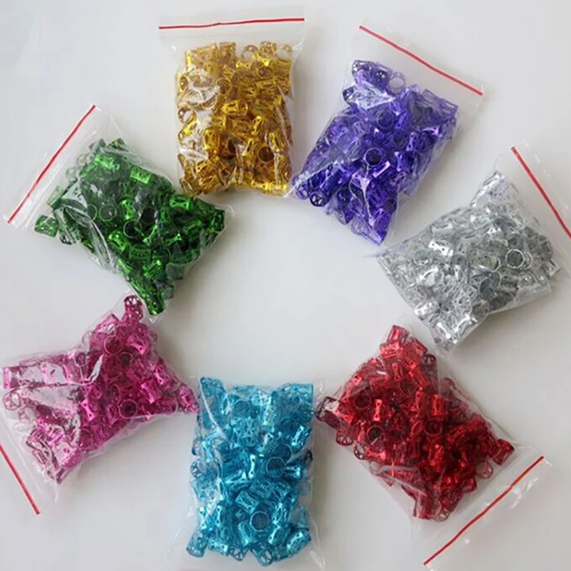 

100pcs 8x9mm Mix Color Beads Adjustable Hair Dreadlock Beads Adjustable Hair Braid Rings Cuff Clips Tube Hair Styling Accessorie