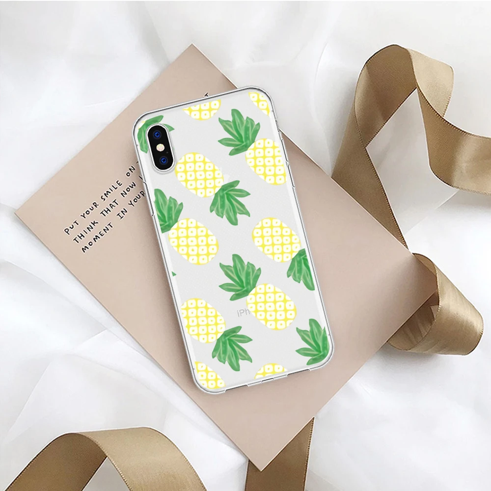 Прозрачный чехол для телефона с ананасом iPhone 6S 5S SE 7 8 Plus X XS fruits Phonecase мягкая задняя