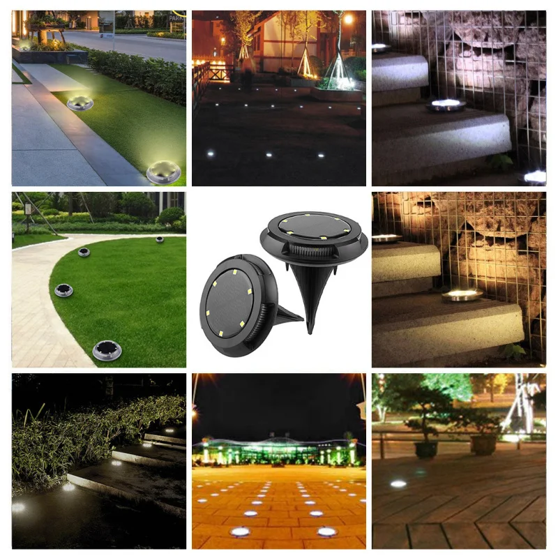 4Pcs Solar 10 LED Ground Lights Outdoor Waterproof Solar Disk Lights Solar Gar Path Way Garden Lamp Backyard Led Night Light