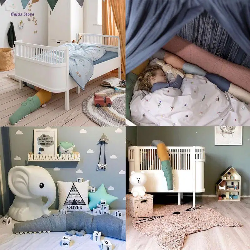 

Baby Bed Bumper Cartoon Crocodile Doll Infant Crib Protector Pillow Cushion Prop