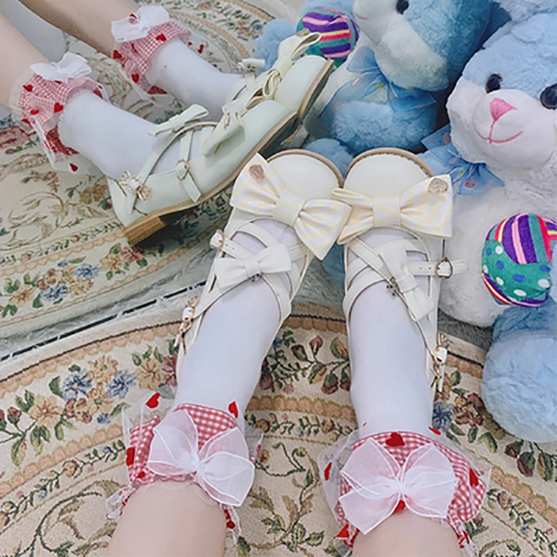 Осенне-зимние милые сетчатые носки в стиле &quotЛолита&quot с оборками белые яркие