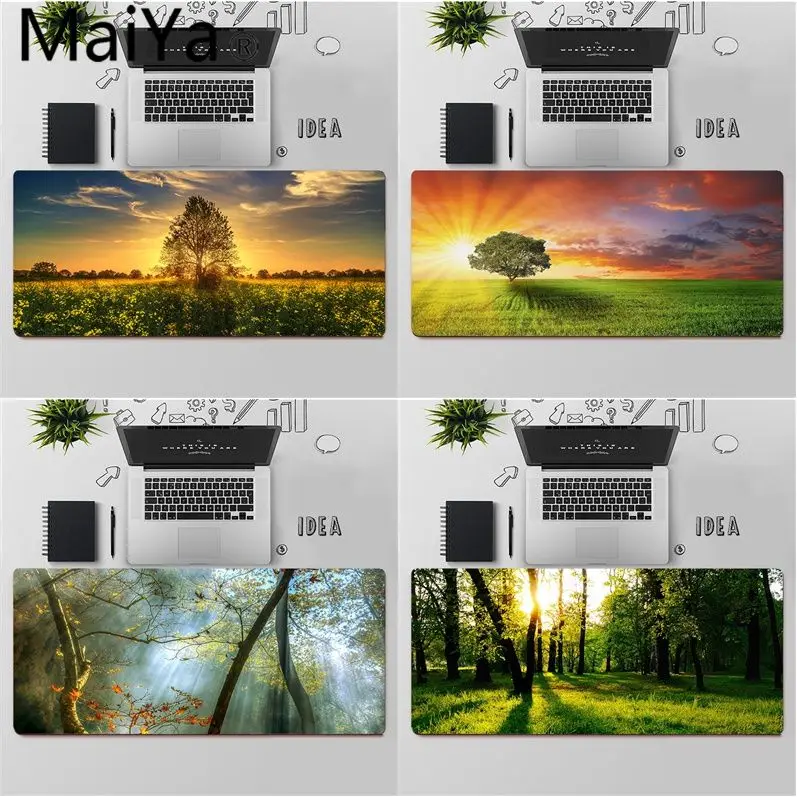 Maiya высокое качество солнечные лучи и цветы дерево большой коврик для Мыши