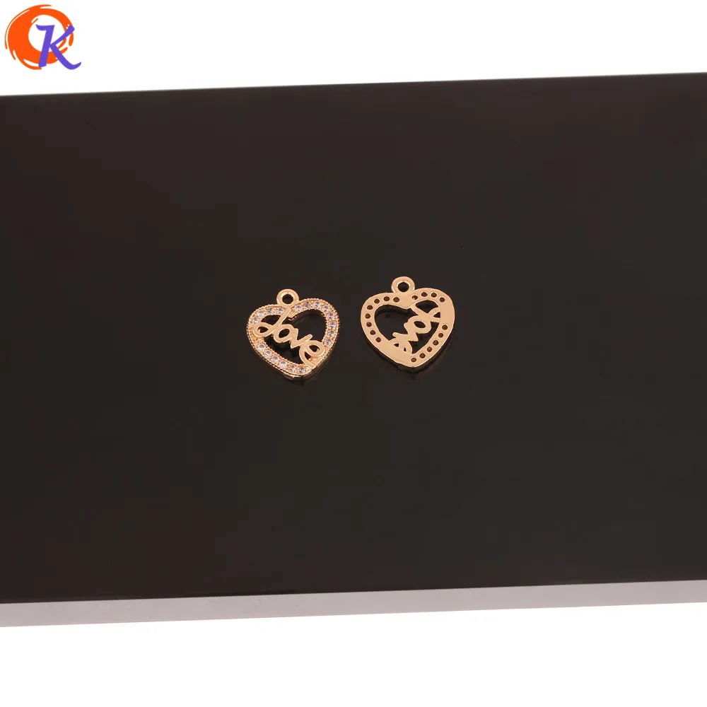 

Cordial Design 50Pcs 13*14MM CZ Charms/Earring Connectors/Jewelry Accessories/Heart Shape/DIY Making/Hand Made/Earring Findings