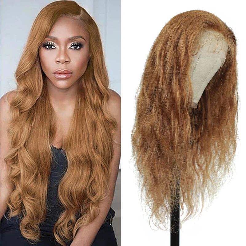 Объемная волна Синтетические волосы на кружеве парик коричневый красный