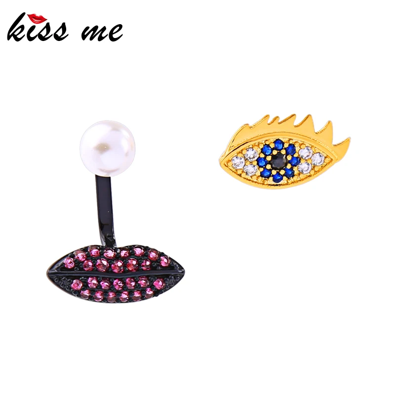 Kissme минимализм розовый белый цветок из черной эмали золотого цвета серьги латуни