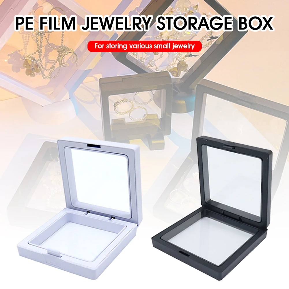 

2pc PE Thin Film Jewelry Storage Box Suspension Clear Jewelry Display Box For Ring Necklace Bracelet Earring Dustproof Container
