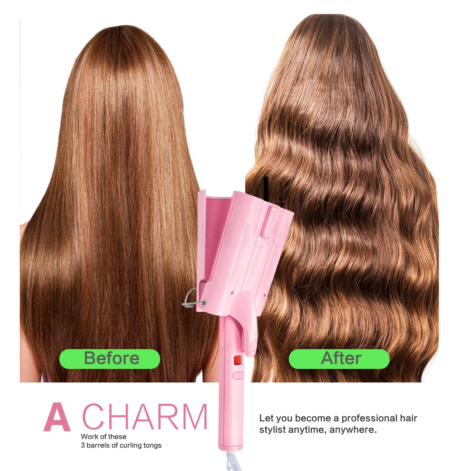 Щипцы для завивки волос плойка с тремя керамическими валиками инструмент