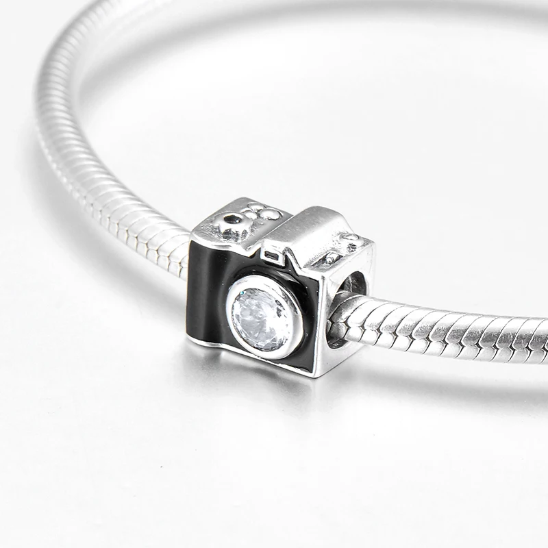 Модный креативный браслет из стерлингового серебра 925 пробы с черной эмалью и