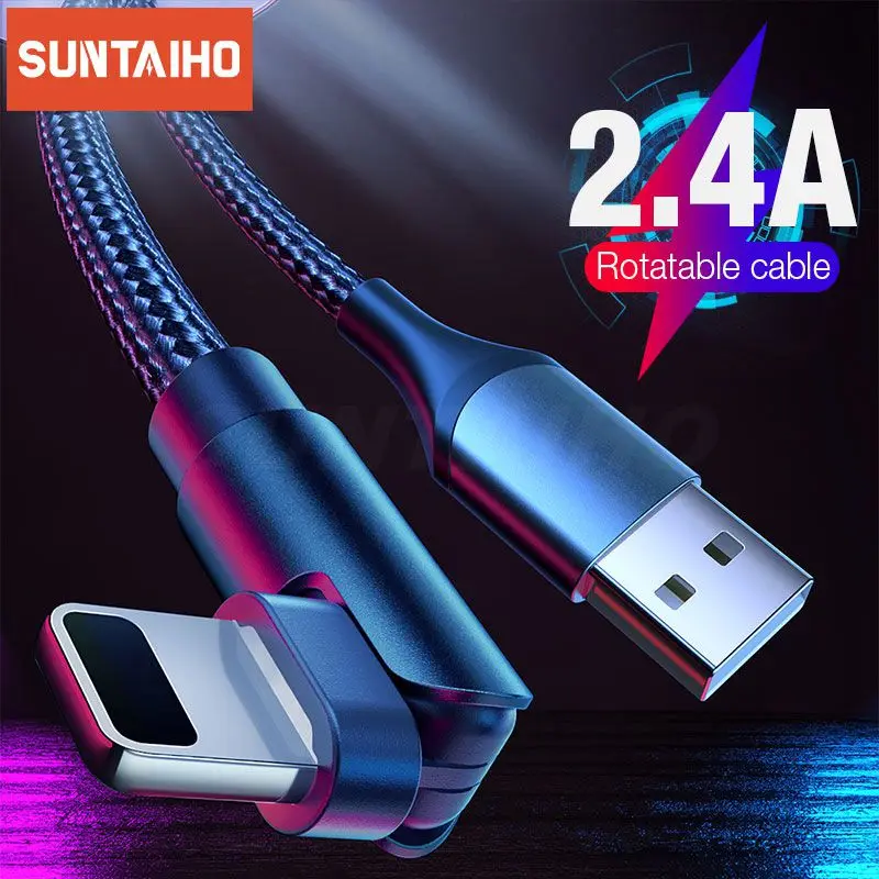 Кабель для быстрой зарядки Suntaiho с поворотом на 180 градусов iPhone 12 11 Pro Max XR XS X 8 7 6s 6 Plus