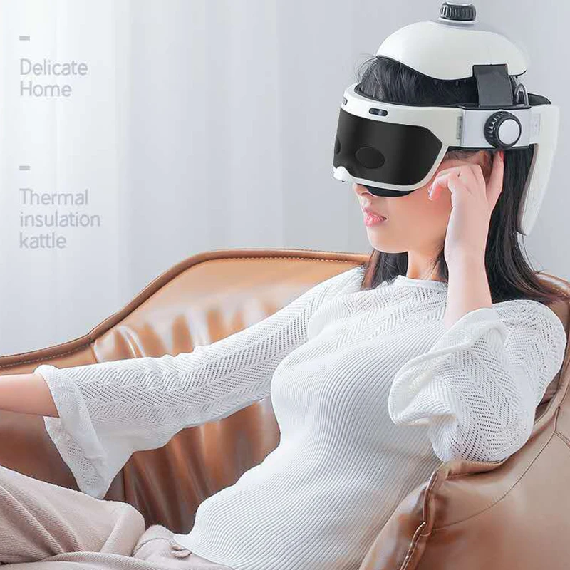 

Chargeable Electric Heating Head Eye Acupressure Massage Adjustable Helmet Automatic Air Pressure Vibration Improves Sleep