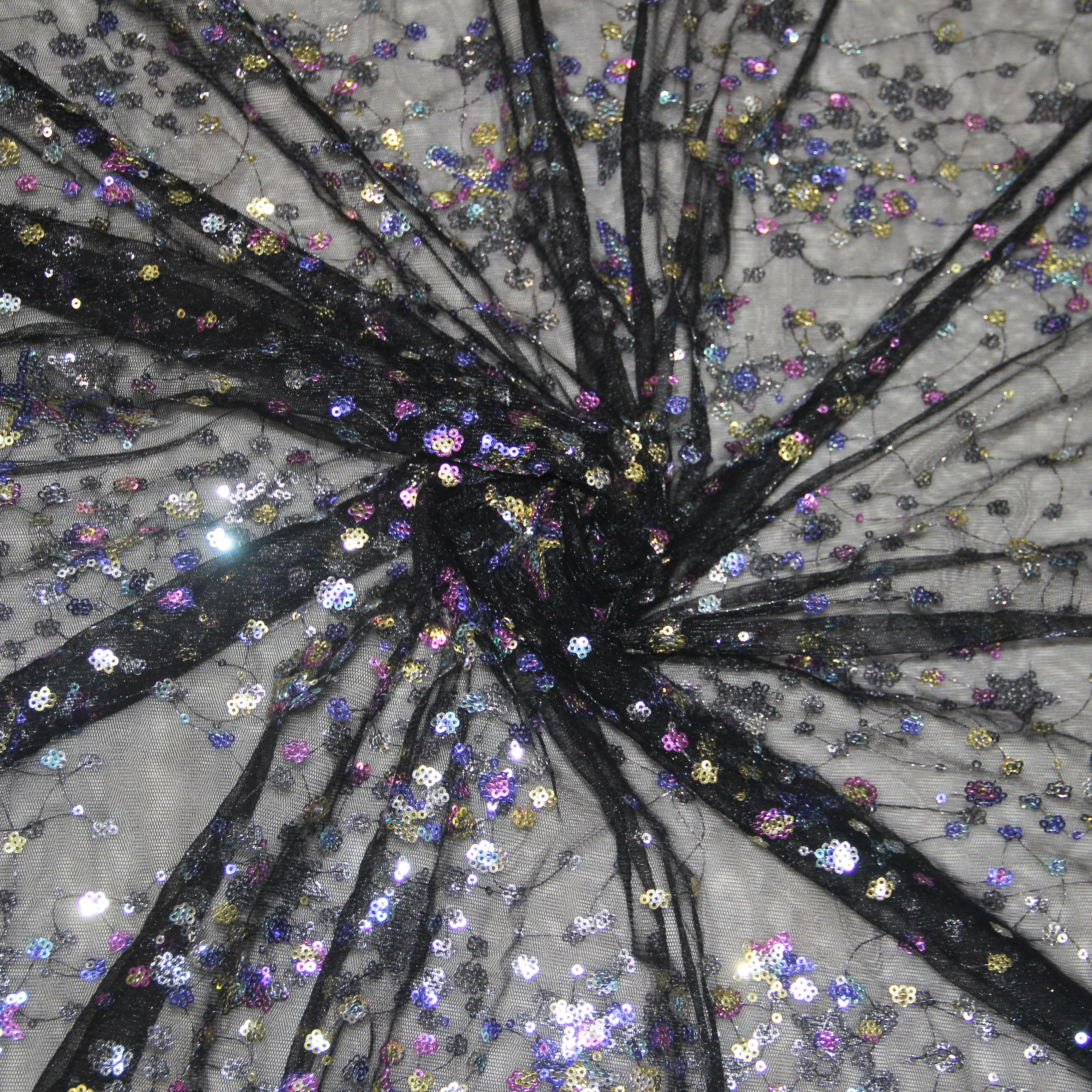 

3meters colorful sequins embroidered soft mesh tulle fabric black and gold color accessory for DIY Wedding tutu dress
