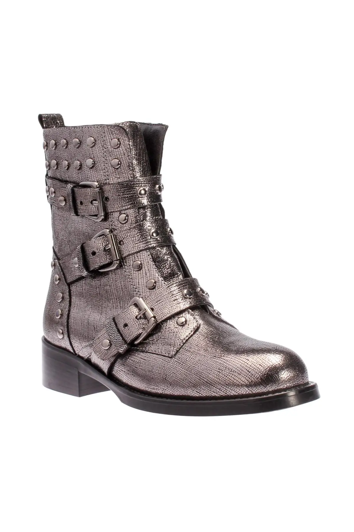 Женские ботинки из натуральной кожи с жемчугом Цвет Серебристый коллекция