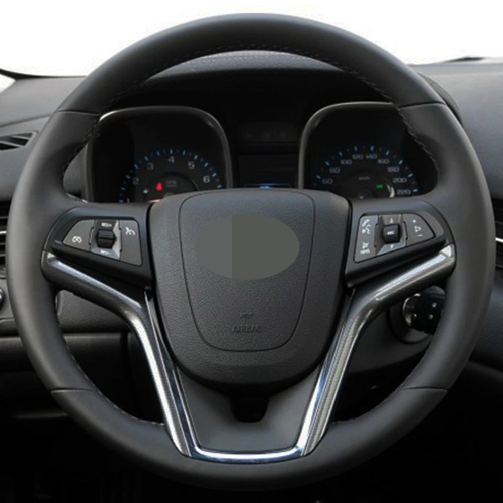 Сшитый вручную черный чехол рулевого колеса автомобиля из натуральной кожи для