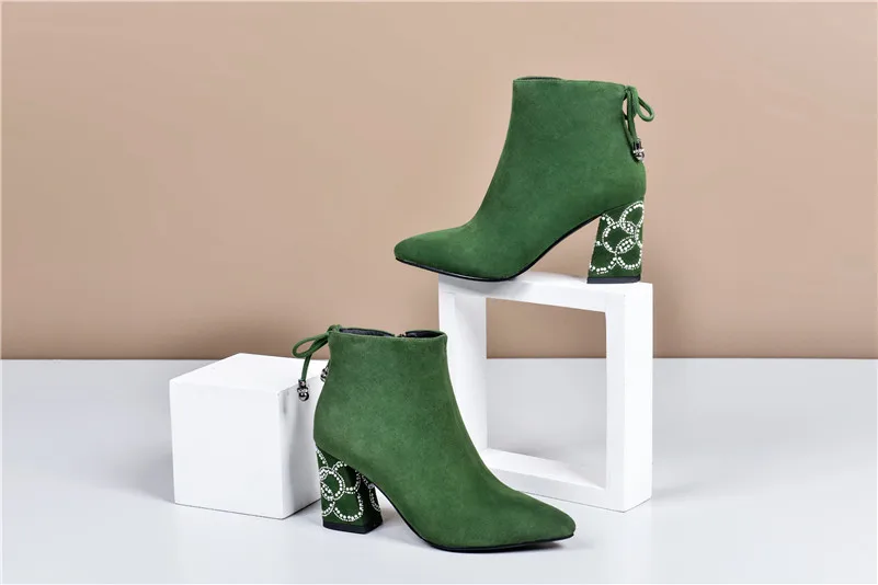 FEDONAS Pearl Embroider Women Ankle Boots High Heeled Prom Elegant Ladies Shoes Woman Warm Autumn and Winter Short Chelsea Boots