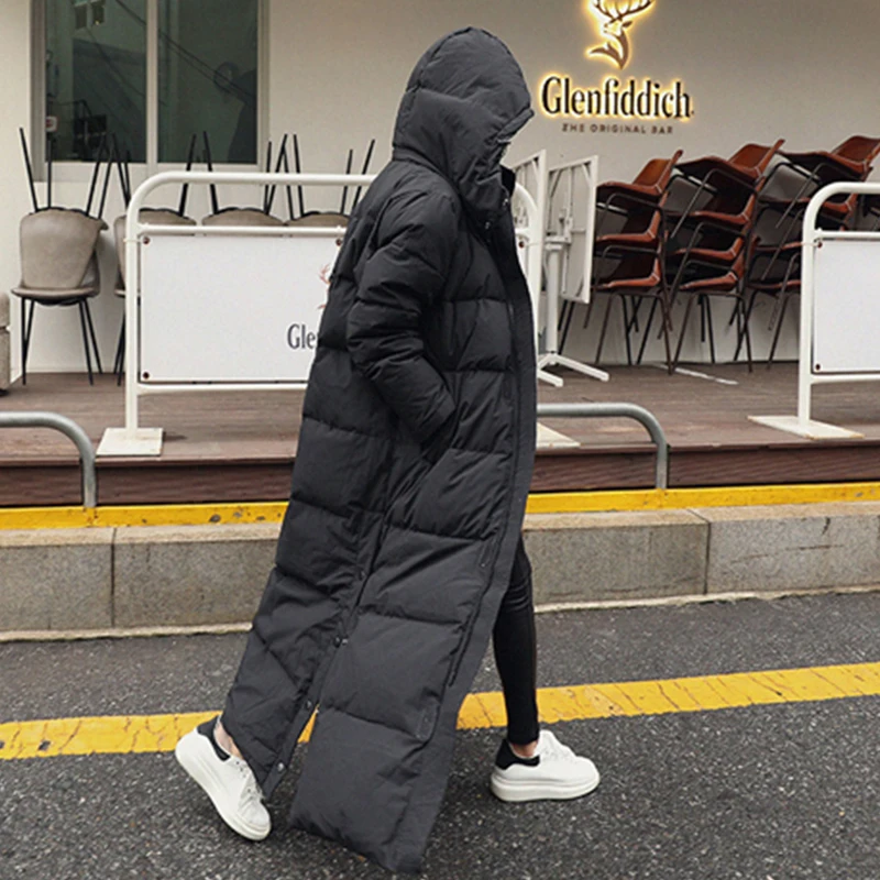 Winter Long Hooded Parka Coat Fashion Casual Thick Cotton Padded Coat -30 Degrees Loose Warm Cotton Coat Large Padded Snow Coat