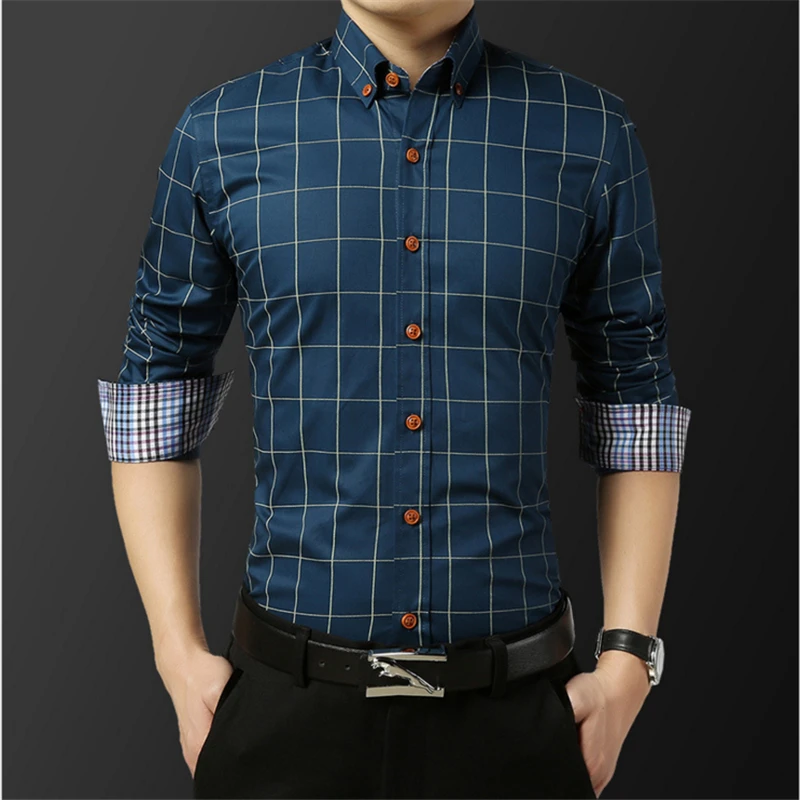 

Plaid shirt male trend spring and autumn harbor wind jacket men's long sleeve loose student wild shirt casual trend