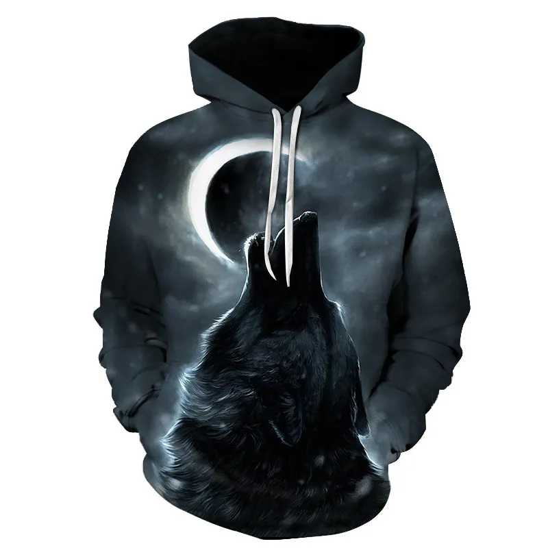 

Men's Streetwear Hoodie Men's Hoodie Funny 3D Wolf Print Hoodie Fashion Plus Size Sportswear Animal Print Hoodie