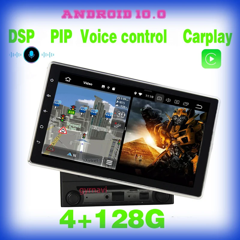 Автомобильный мультимедийный плеер 10 1 дюйма PX6 2 din Android 0 GPS радио dvd bluetooth carplay Wi-Fi 4 +