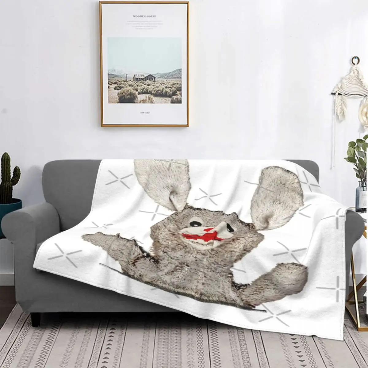 

Pocketful-Manta de conejo para cama, colcha a cuadros, mullida, con capucha