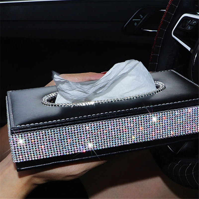 Стразы из ПУ кожи для салона автомобиля салфетки лица держатель салфеток