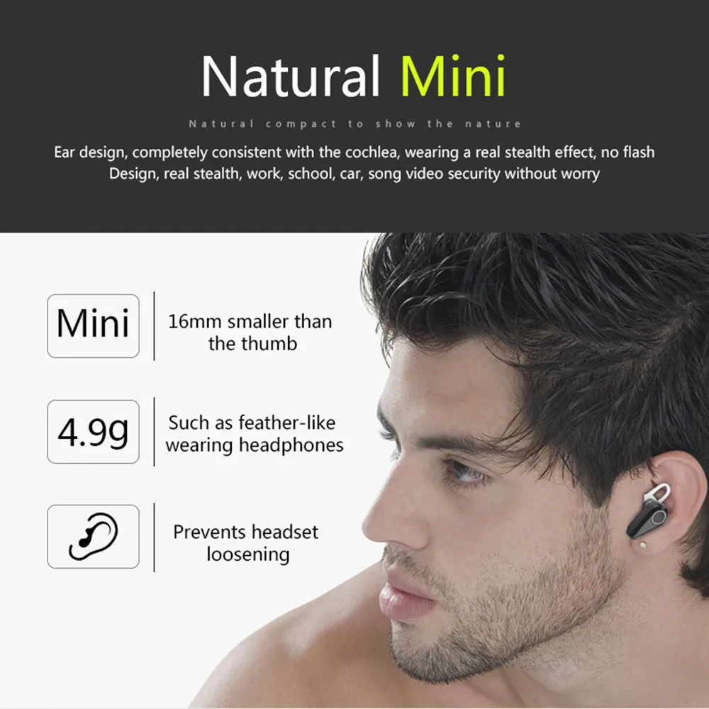 Mosunx Мини Bluetooth гарнитура беспроводная Стерео шумоподавление мини Универсальная |