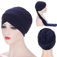 2020 new stretchy cotton turban hijab caps for women forehead cross arab head wraps female headscarf bonnet turban musulman