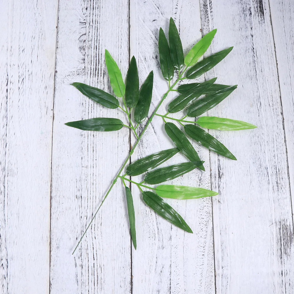 

100pcs Lifelike Bamboo Leaves Fake Green Plants Greenery Leaves for Home Office Decoration Green