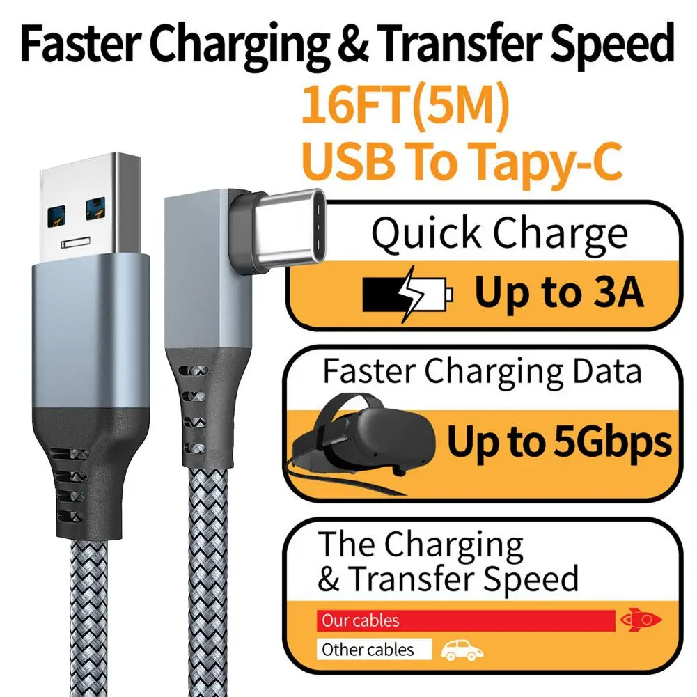 

For Oculus Quest 2 Link Cable 3M 5M USB 3.0 Quick Charge Cables For Quest2 VR Data Transfer Fast Charges VR Headset Accessories