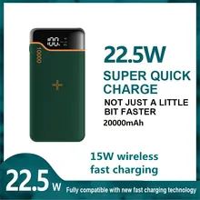 Power Bank 20000mAh 22.5W Super Fast Charging15W Wireless Charging powerbank External Battery Portable Charger Auxiliary Battery