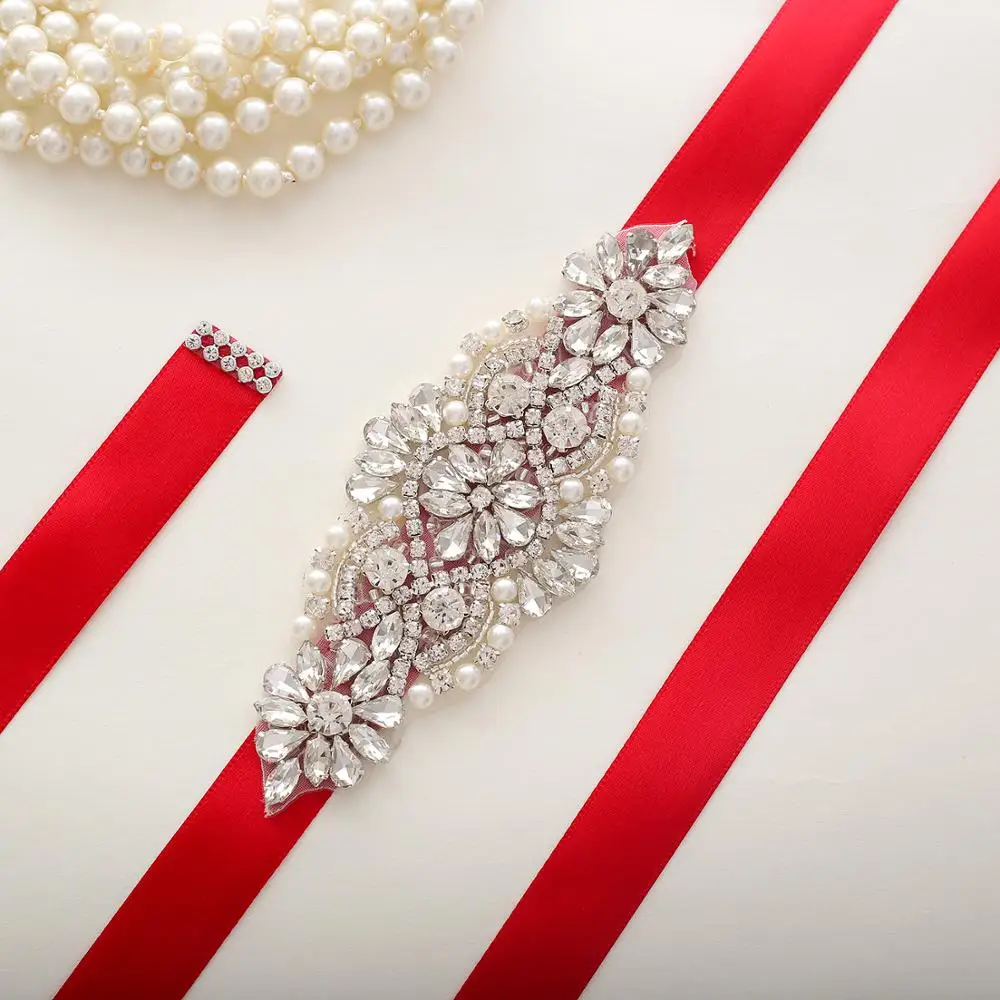 Хрустальный свадебный пояс серебряный Стразы для свадебного платья с