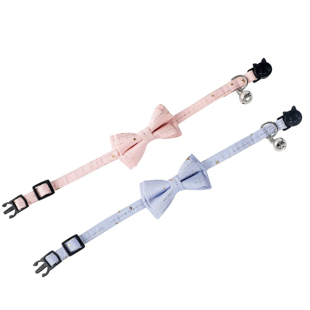 

Cute Bowknot Collar with Bell Christmas Pet Cat Collar Adjustable Puppy Chihuahua Double-layer Bow Tie Pet Kitty Necklace Collar