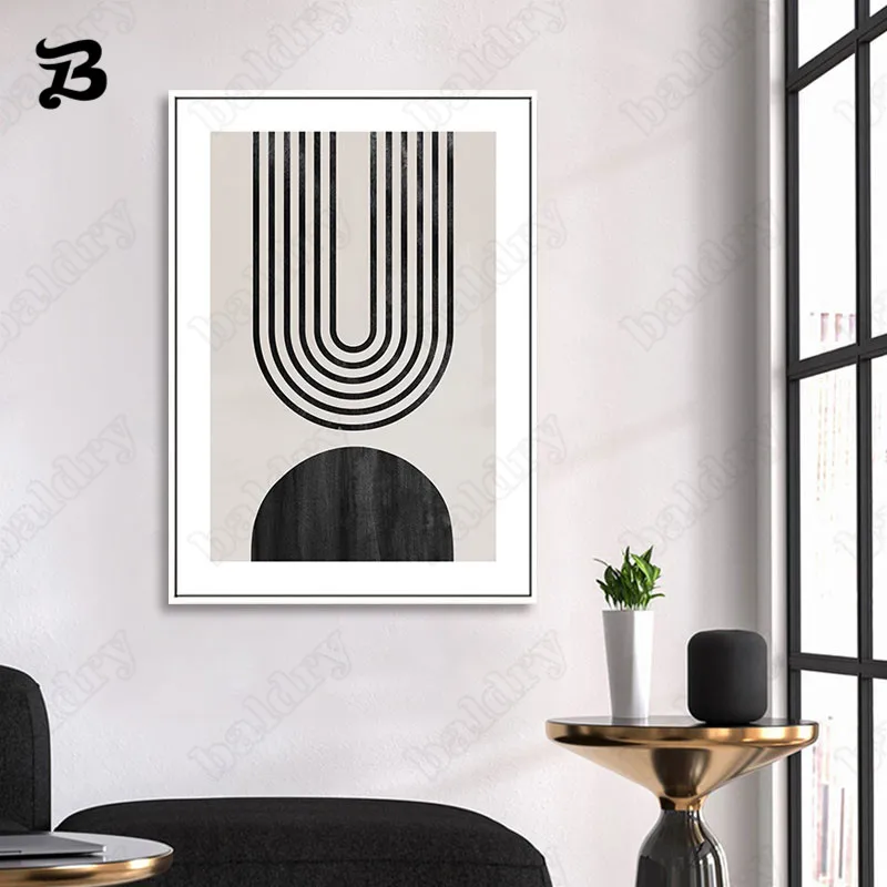 

Abstract Black White Poster Print Modern Irregular Geometric Pattern Wall Art Canvas Painting Wall Picture for Living Room Decor
